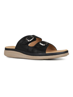 Inc.5 - Women Black Casual Printed Round Toe Slip-On Sandals