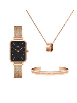 Daniel Wellington - Quadro Melrose 20 x 26 Blck Dial Watch Women Gift Set (Set of 3)