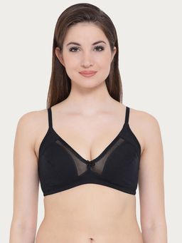 Clovia - Cotton Solid Non-Padded Full Cup Wire Free Full Figure Bra - Black