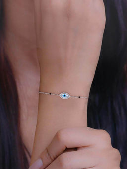 Kai Jewel - Sterling Silver Black Beads Evil Eye Bracelet