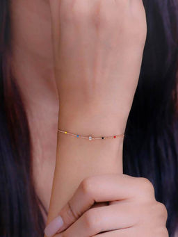 Kai Jewel - Sterling Silver Rose Gold Trendy Multi-Color Beads Chain Bracelet