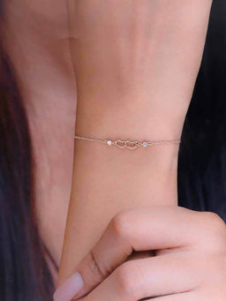 Kai Jewel - Sterling Silver Rose Gold Conjoined Heart Minimal Bracelet