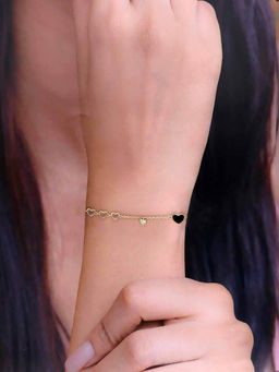 Kai Jewel - Sterling Silver Gold String Of Hearts Casual Bracelet