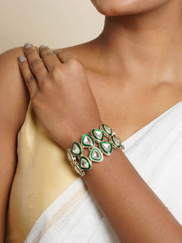 Teejh - White & Green Riva Silver Bracelet