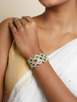 Teejh - White & Green Viaara Silver Bracelet