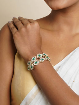 Teejh - White & Green Dharika Silver Bracelet