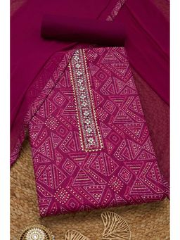 Soch - Womens Purple Jam Cotton Bandhani Printed Unstitch Dress Material