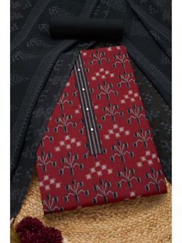 Soch - Womens Maroon Cotton Ethnic Motifs Unstiched Dress Material