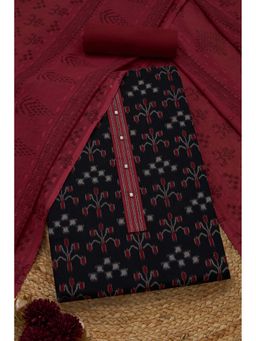 Soch - Womens Black Cotton Ethnic Motifs Unstiched Dress Material