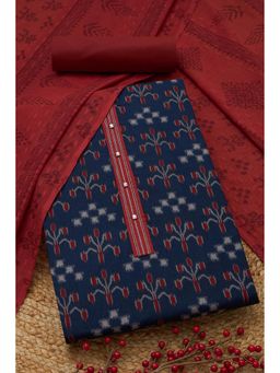 Soch - Womens Indigo Cotton Ethnic Motifs Unstiched Dress Material