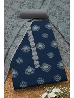 Soch - Womens Navy Blue Cotton Woven Design Unstiched Dress Material