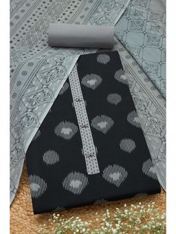 Soch - Womens Black Cotton Woven Design Unstiched Dress Material