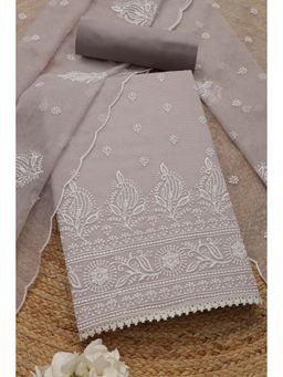 Soch - Womens Lavender Kota Embroidered Unstiched Dress Material with Thread Work