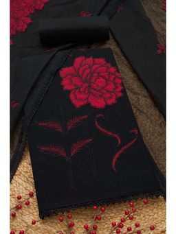 Soch - Womens Black Organza Embroidered Unstiched Dress Material With Thread Work