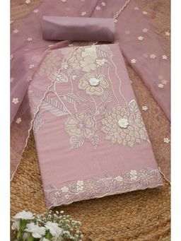 Soch - Womens Lavender Tissue Shimmer Embroidered Unstiched Dress Material With Thread Work