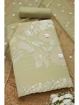 Soch - Womens Light Green Tissue Shimmer Embroidered Unstiched Dress Material