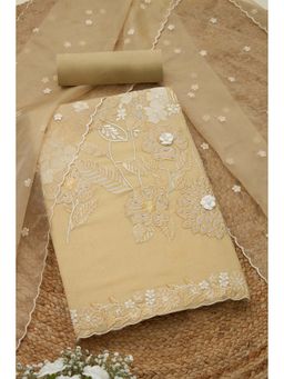 Soch - Womens Beige Tissue Shimmer Embroidered Unstiched Dress Material With Thread Work