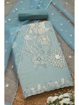 Soch - Womens Powder Blue Tissue Shimmer Embroidered Unstiched Dress Material