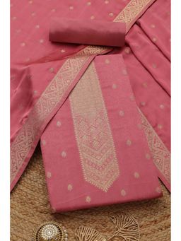Soch - Womens Pink Gajji Silk Woven Design Unstitch Dress Material