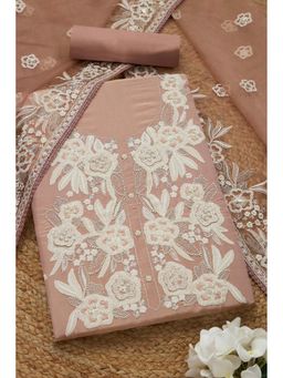 Soch - Womens Peach Tissue Shimmer Embroidered Unstiched Dress Material