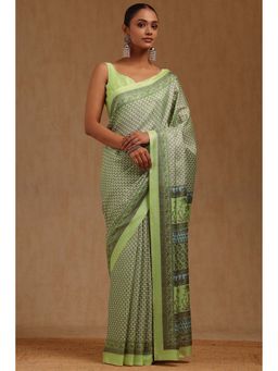 Soch - Womens Light Green Art Silk Floral Printed Saree with Unstitched Blouse