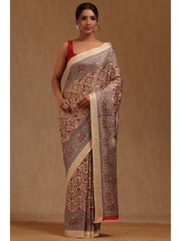 Soch - Womens Red Art Silk Floral Printed Saree with Unstitched Blouse
