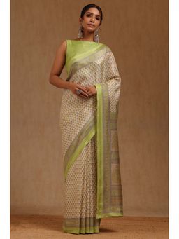 Soch - Womens Light Green Art Silk Floral Printed Saree with Unstitched Blouse