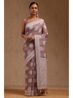 Soch - Womens Purple Chanderi Woven Design Saree with Unstitched Blouse