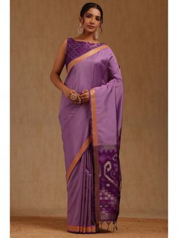 Soch - Womens Lavender Silk Blend Saree with Unstitched Blouse