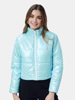 The Souled Store - Solid Aqua Polyester Women Puffer Jackets