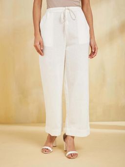 Fabindia - Natural Cotton Hand Woven Casual Pant with Drawstring