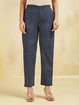 Fabindia - Indigo Cotton Stripes Printed Casual Pant