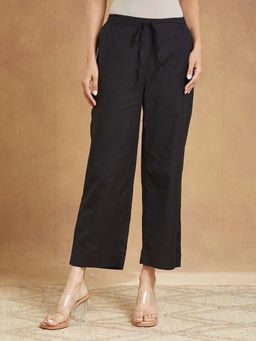Fabindia - Black Cotton Linen Casual Pant