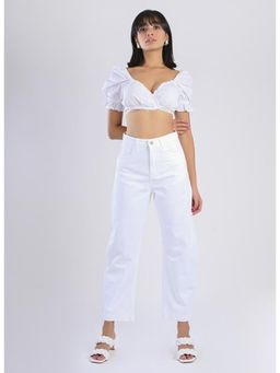 FREAKINS - Hi Rise Straight Jeans In White