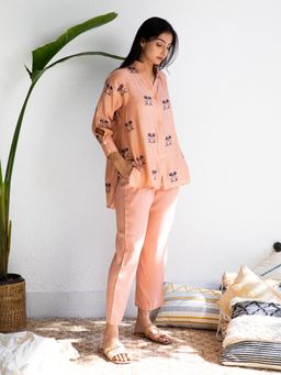 Kapraaha - Peach and Navy Co-Ord (Set of 2)