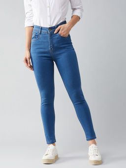 DOLCE CRUDO - Women Blue Skinny High-Rise Distressed Denim Jeans