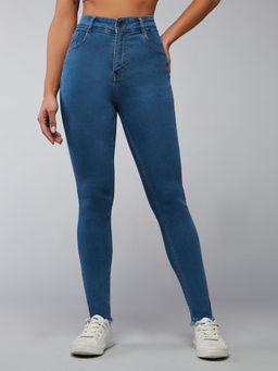 DOLCE CRUDO - Women Blue Skinny High Rise Stretchable Denim Jeans