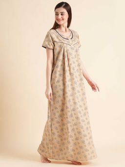 Sweet Dreams - Women Printed Half Sleeves Night Dress