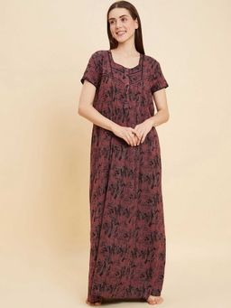 Sweet Dreams - Women Printed Half Sleeves Night Dress