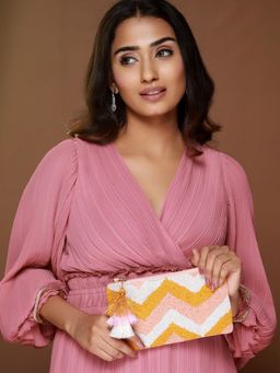 Priyaasi - Zig Zagging Colors Beaded Zipper Pouch