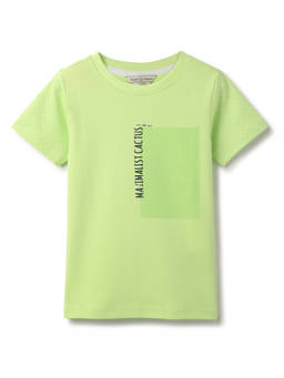 Tales & Stories - Boys Green Neon Cotton Printed Half Sleeve T-Shirt