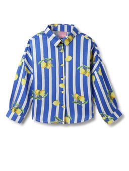 Tales & Stories - Girls Blue Printed Viscose Shirt