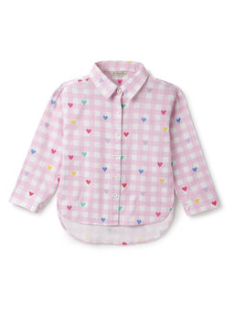 Tales & Stories - Girls Pink Cotton Checked Shirt