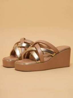 ERIDANI - Ardeen Criss-Cross Beige Wedges