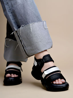 Shoetopia - Smart Casual Black and White Sandals for Women