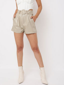 Missguided - Stone Faux Leather Belt Detail Shorts