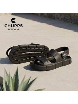 Chupps - Men Chunky Flexible Comfort Sliders - Black