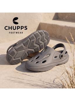 Chupps - Men Gator Clogs Recovery Comfort Sliders - Dark Grey
