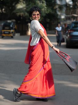 Suta - Red Pure Cotton Solid Saree without Blouse
