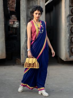 Suta - Purple Pure Cotton Solid Saree without Blouse